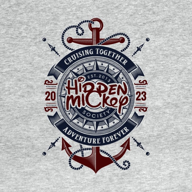 HMS Two-Anchor Nautical 2023 Edition T-Shirt (Navy & Maroon) Front & Back T-Shirt T-Shirt by hiddenmickeysociety